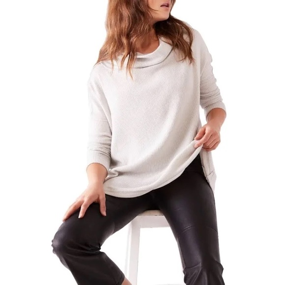 NWT Free People Juicy Long Sleeve Cowl Neck Top - Stone Cold - Medium - Picture 3 of 5